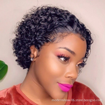 Cuticles Aligned Short Pixie Cut Wig Short Bob 150% T Part Lace Front Human Hair Wigs For Black Women Pre Plucked With Baby Hair